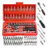 Jogo Combo Kit De Chave De Fenda Philips Soquete Completo Marca Quicko Kit 46 Peças De Aço Crv 1 4 Maleta Cor Vermelho