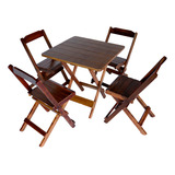 Jogo Conjunto 4 Cadeiras E 1 Mesa Dobrável 60 X 60 Cor Café