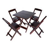 Jogo Conjunto 4 Cadeiras E 1 Mesa Dobrável 70 X 70cm Imbuia