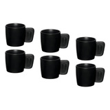 Jogo Conjunto 6 Xícaras De Café Porcelana 80ml Willow Preto