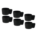 Jogo Conjunto 6 Xícaras De Cha Porcelana 180ml Willow Preto