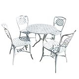 Jogo Conjunto De Mesa Com 4 Cadeiras Alumínio Fundido Para Jardim Varanda