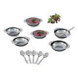 Jogo Conjunto De Sobremesa 12 Peças Inox Potes Doces Bolos