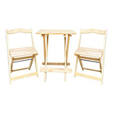 Jogo Conjunto Mesa Bar Dobrável 60x60 C 2 Cadeiras Madeira