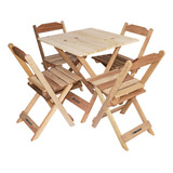 Jogo Conjunto Mesa Bar Dobrável 70x70 C 4 Cadeiras