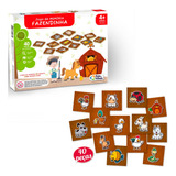 Jogo Da Memória Fazendinha Em Madeira 40pç Brinquedo Animais