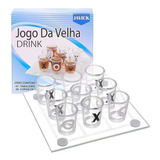 Jogo Da Velha Shot Drink Tabuleiro De Vidro - 9 Copos