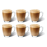 Jogo De 06 Caneca Xicara De Vidro Para Chá Café Capuccino Nt