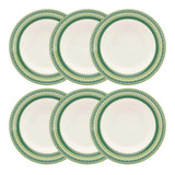 Jogo De 06 Prato Raso 24cm Donna Campestre Biona