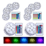 Jogo De 10 Luzes Led Rgb Piscina Controle Sem Fio Ventosa