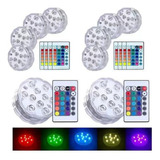 Jogo De 10 Luzes Led Rgb Piscina Controle Sem Fio Ventosa