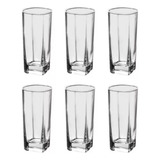 Jogo De 6 Copos Altos De Vidro 250ml Quadrado Design Moderno