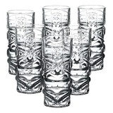 Jogo De 6 Copos Long Drink Tiki Maori 420ml Vidro
