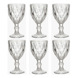 Jogo De 6 Taças Para Água Vinho 300ml Diamond Clear Ke Home