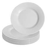 Jogo De 8 Pratos Plástico De Melamina Fundo Branco Jantar