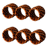 Jogo De Argolas Para Guardanapos Aneis Rattan Escuro 6 Peças