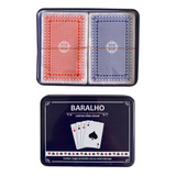 Jogo De Baralho Cartas Plástico Estojo Duplo Buraco Truco