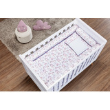 Jogo De Berço Americano Enxoval Kit Rolinho Bebê Lençol 7pcs Cor Branco Desenho Do Tecido C001