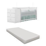 Jogo De Berço Cômoda E Colchão Branco Qmovi