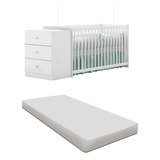 Jogo De Berço Cômoda E Colchão Branco Qmovi