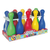 Jogo De Boliche Brinquedo Infantil C 10pinos 2 Bolas 30cm