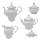 Jogo De Café Da Manhã E Chá 5 Peças Ouro Porcelana Schmidt