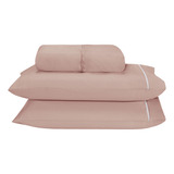 Jogo De Cama Box Ponto Palito 400 Fios Queen 3 Pcs Rosé Desenho Do Tecido Liso