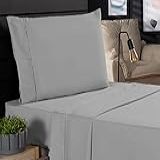 Jogo De Cama Classic Solteiro Percal 400 Fios Ponto Palito 03 Peças Antiácaro Anti Pilling Com Toque Macio Cinza