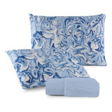 Jogo De Cama Queen Lençol 3 Peças 100 Algodão Estampado Cor R8 Desenho Do Tecido Liso Com Fronhas Estampadas