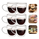 Jogo De Copo Xicara Parede Dupla 250ml Café Gourmet Kit 6 Un