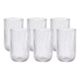 Jogo De Copos 6 Peças De Vidro Canelado 420ml Cor Água