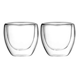 Jogo De Copos De Café 2uni Parede Dupla D Vidro 80ml Xicara