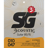 Jogo De Cordas Sg Violão Aço 010 Bronze Light Pack 3 Jogos
