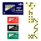Jogo De Domino No Estojo Osso Branco 28 Peças Grande N 7