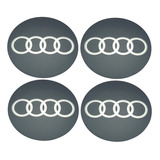 Jogo De Emblema Em Aluminio Cinza Audi 69mm P Calota Roda