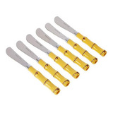 Jogo De Espátulas Bambu Natural 6 Peças Aço Inox