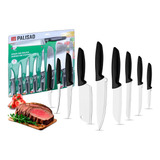 Jogo De Facas Chef 9 Peças Com Lâminas Em Aço Inox E Cabos De Polipropileno Cor Preto Palisad