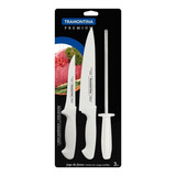 Jogo De Facas Churrasco Cozinha Com Chaira Profissional 3 Pc