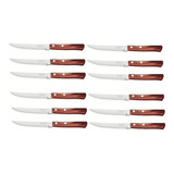 Jogo De Facas Churrasco Inox Cabo Madeira Polywood 12 Peças