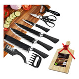 Jogo De Facas Cozinha Churrasco Premium Inóx 8 Peças tábua