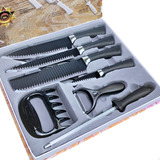 Jogo De Facas Inox 8 Peças C Maleta Churrasco E Cozinha