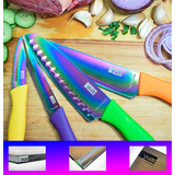 Jogo De Facas Inox Yuze Titanium Color 4 Peças Soft Touch Cor Preto