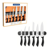 Jogo De Facas Tramontina Inox C Suporte Affilata 7 Pç Preto