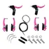 Jogo De Freio Bicicleta V brake Nylon C  Manete   Cabos Mtb Cor Rosa