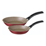 Jogo De Frigideira Turim Antiaderente Aluminio Tramontina Cor Vermelho