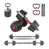 Jogo De Halteres 20kg Vermelho Aço Emborrachado Kit Kettlebell Barra Crossfit