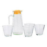 Jogo De Jarra Vidro Com 4 Copos Água Suco 900ml 250ml