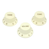 Jogo De Knobs 2 Tones 1 Volume Creme Claros Guitarra Strato