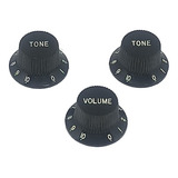 Jogo De Knobs 2 Tones 1 Volume Pretos P Guitarra Strato