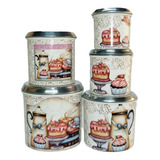 Jogo De Latas Potes Mantimento Alumínio Cozinha Cupcakes